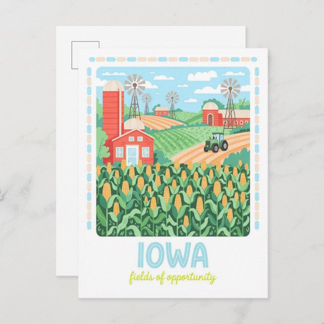 Iowa Fält of Opportunity USA Summer Travel Vykort (Fram/baksida)