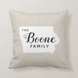 Iowa Family Monogram State Dekorativ kudde