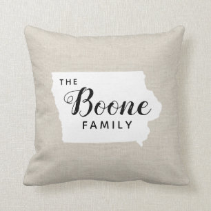 Iowa Family Monogram State Dekorativ kudde