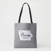 Iowa Family Monogram State Tote Bag