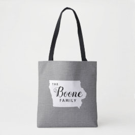 Iowa Family Monogram State Tote Bag Tygkasse