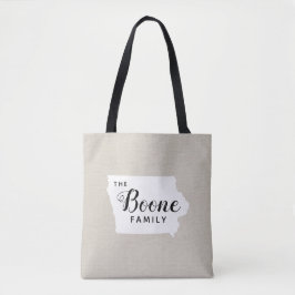 Iowa Family Monogram State Tote Bag Tygkasse