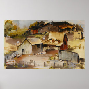 Iowa Farm Ruth Ziegler Rustic Americana Art Poster