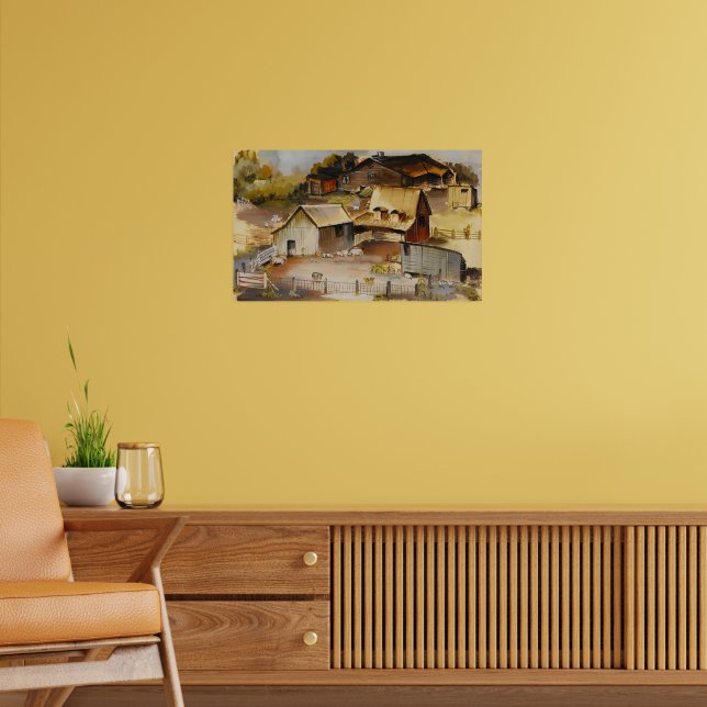 Iowa Farm Ruth Ziegler Rustic Americana Art Poster (Vardagsrum 2)