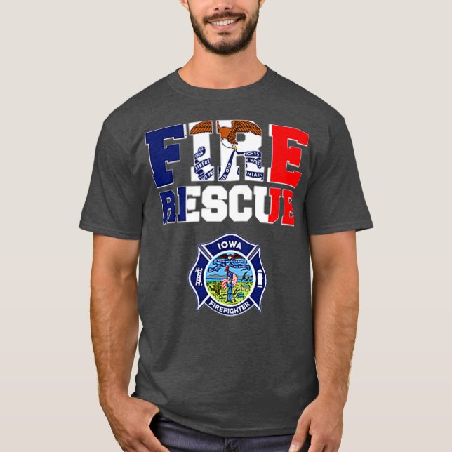 Iowa Fire Rädding Department Firefighters Firemen T Shirt (Framsida)