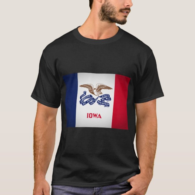 Iowa Flag of State Oversized T Shirt (Framsida)