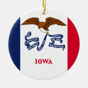 Iowa Flagga Julgransprydnad Keramik