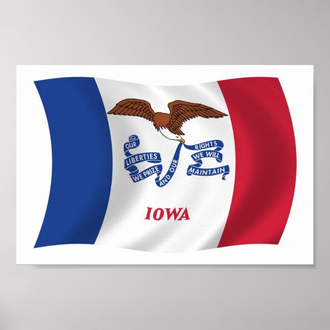 Iowa Flagga Poster Skriv ut (Framsidan)
