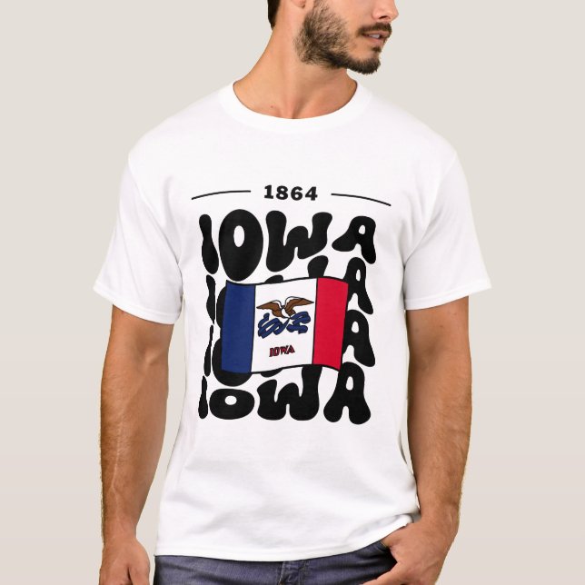 Iowa flagga USA T Shirt (Framsida)