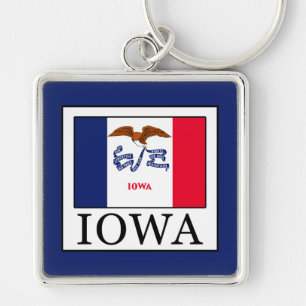 Iowa Fyrkantig Silverfärgad Nyckelring