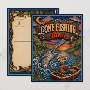 Iowa Gone Fishing Amerikansk skedstör Vykort