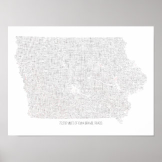Iowa Gravel Roads Karta Poster