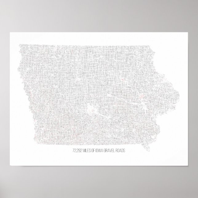 Iowa Gravel Roads Karta Poster (Framsidan)