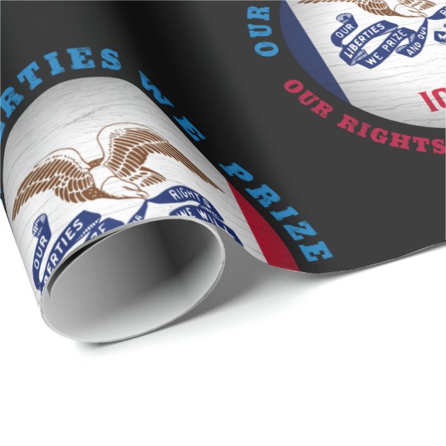 IOWA HAWKEYE DELSTATSFLAGG PRESENTPAPPER (Rullad Hörn)