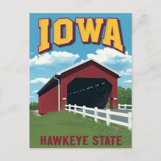 Iowa Hawkeye State Covered Bridge Vintage Vykort