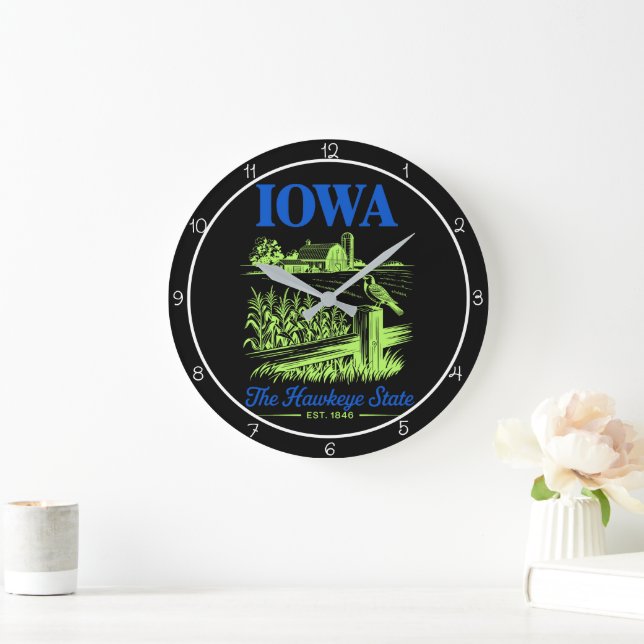 Iowa Hawkeye State Farm Tid Stor Klocka (Hem)