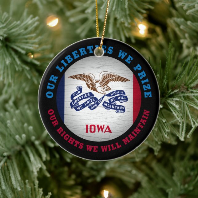 IOWA HAWKEYE STATLIG FLAGGA JULGRANSPRYDNAD KERAMIK (Träd)