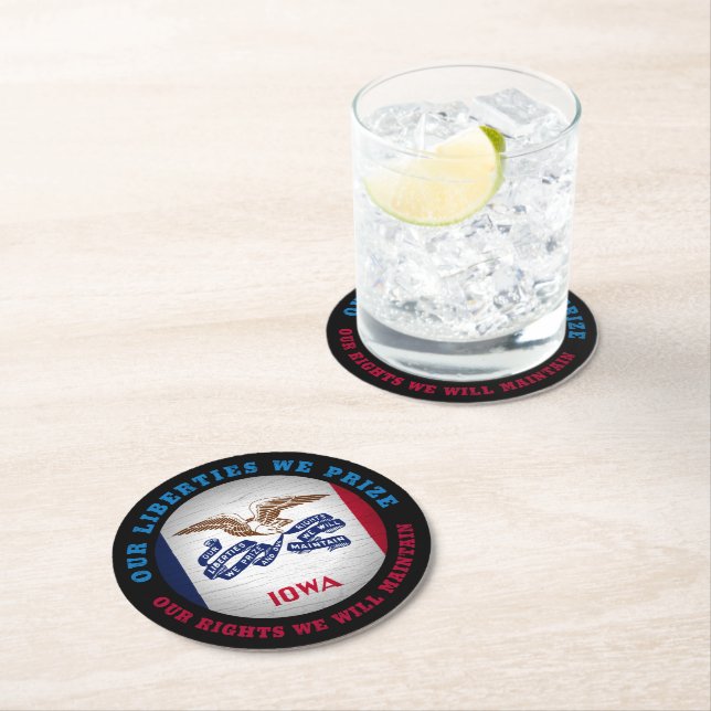 IOWA HAWKEYE STATLIG FLAGGA UNDERLÄGG PAPPER RUND (Insitu)