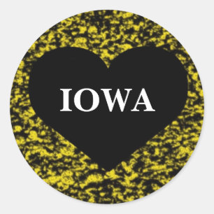 Iowa Heart Gult Runt Klistermärke