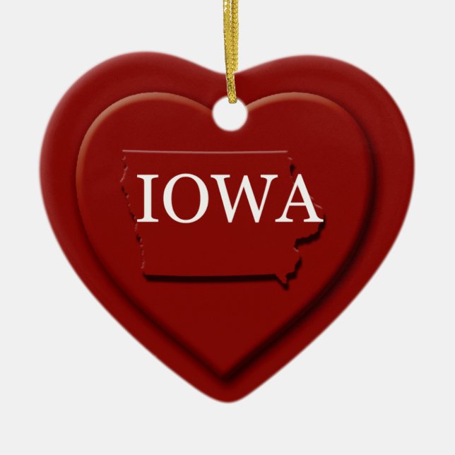 Iowa Heart Karta jul Ornamet Julgransprydnad Keramik (Framsidan)