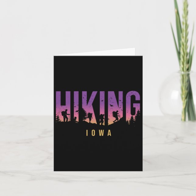 Iowa Hiking Camping Hiker utomhus Camper Äventyr Kort (Framsida)