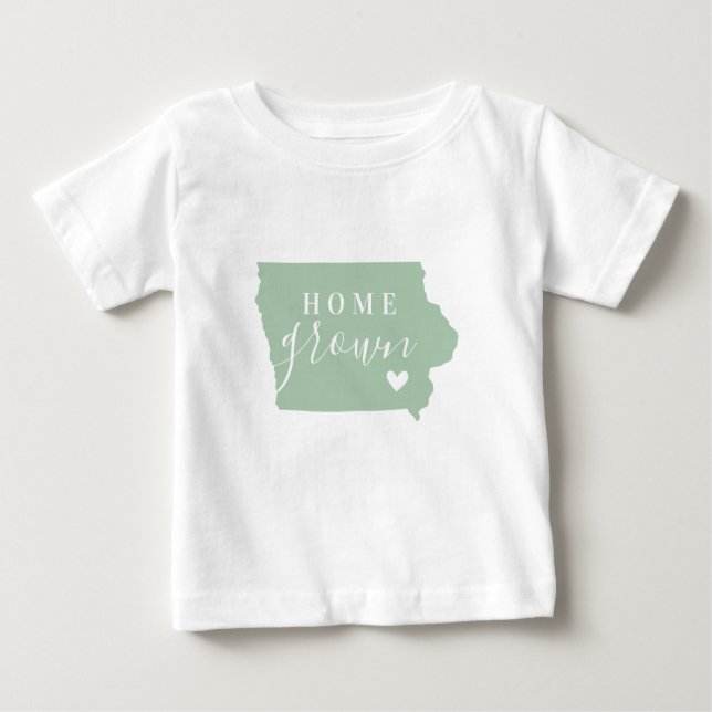 Iowa Home Grown | Editable Färg State Karta T Shirt (Framsida)