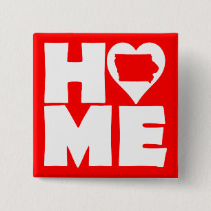 Iowa Home Heart State Button Badge Pin Knapp
