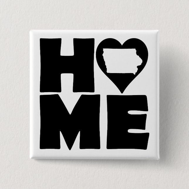 Iowa Home Heart State Button Badge Pin Knapp (Framsida)