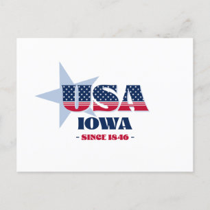 Iowa i rött, vitt och blått vykort