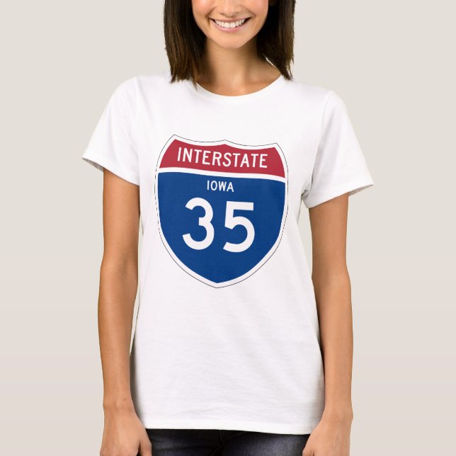 Iowa IA I-35 Interstate Highway Shield - T-shirt (Framsida)