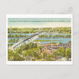 Iowa Illinois Bridge Mississippi River vintage Vykort