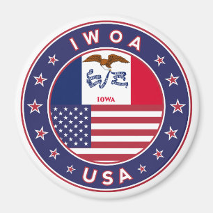 Iowa, Iowa-dekal, påse, klocka Magnet