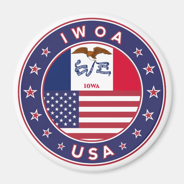 Iowa, Iowa-dekal, påse, klocka Magnet (Framsidan)