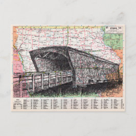 Iowa Karta Art Vykort