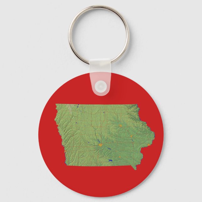 Iowa Karta Keychain Nyckelring (Framsida)