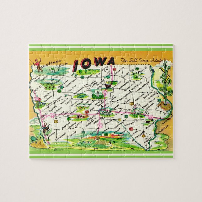 Iowa Karta Puzzle Pussel (Horisontell)