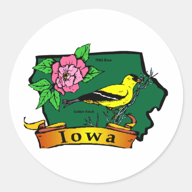 Iowa Karta Runt Klistermärke (Framsida)