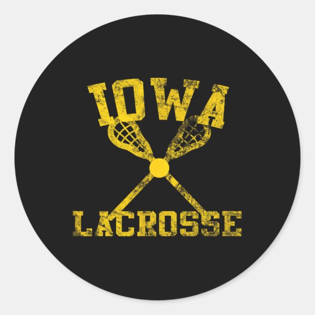 Iowa Lacrosse Runt Klistermärke (Framsida)