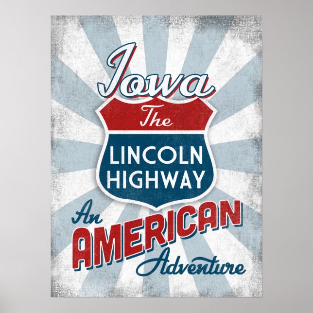 Iowa Lincoln Highway Vintage America Poster (Framsidan)