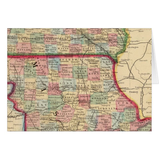 Iowa, Missouri Karta av Mitchell Hälsningskort (Framsidan Horizontal)