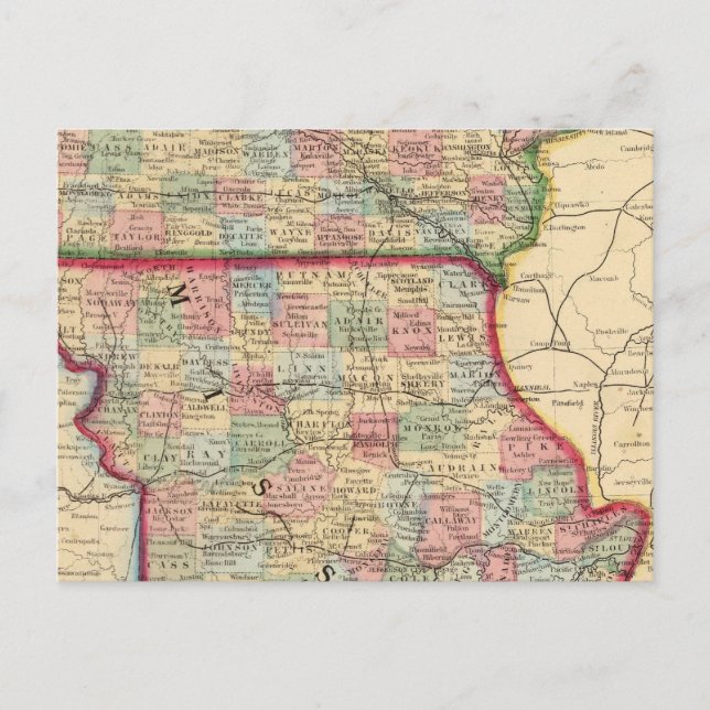 Iowa, Missouri Karta av Mitchell Vykort (Framsida)