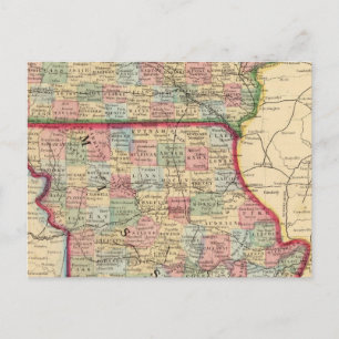 Iowa, Missouri Karta av Mitchell Vykort