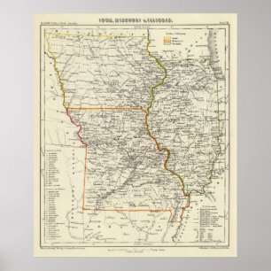 Iowa, Missouri och Illinois Poster