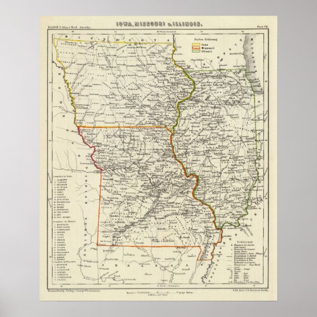 Iowa, Missouri och Illinois Poster (Framsidan)