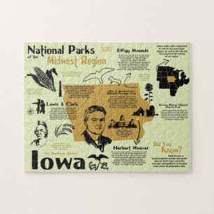 Iowa National Parker Infographic Karta Pussel