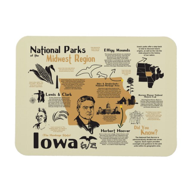 Iowa National Parker Karta Magnet (Horisontell)