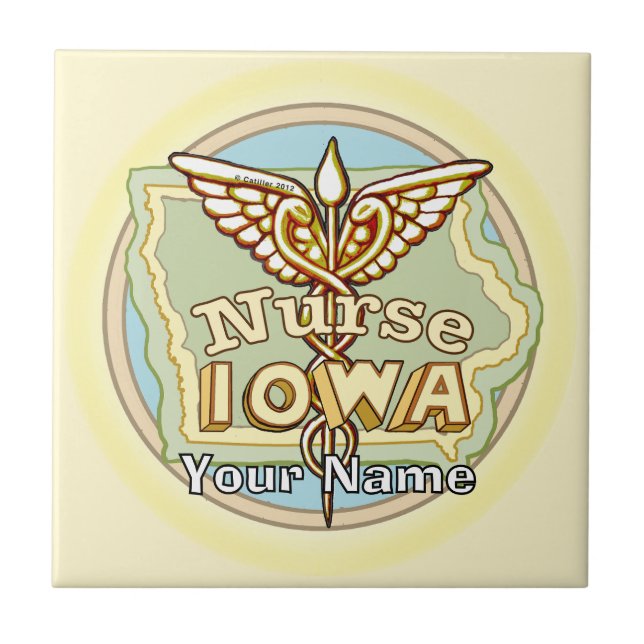 Iowa Nurse Caduceus Tile Kakelplatta (Framsidan)