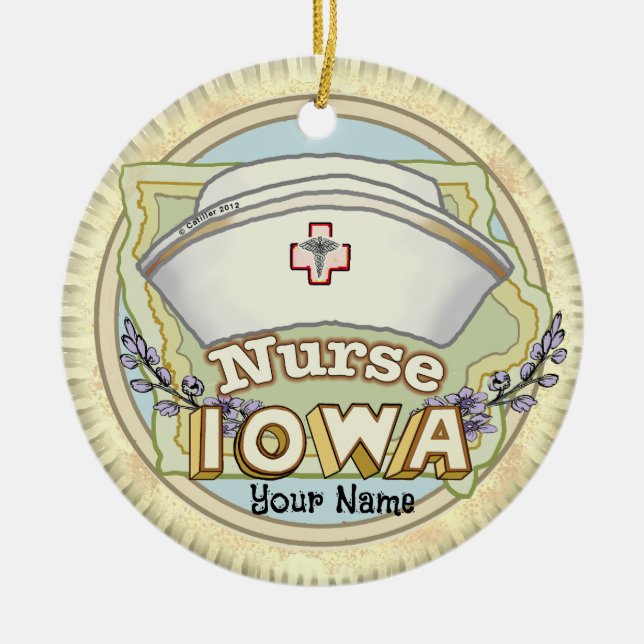 Iowa Nurse Julgransprydnad Keramik (Framsidan)