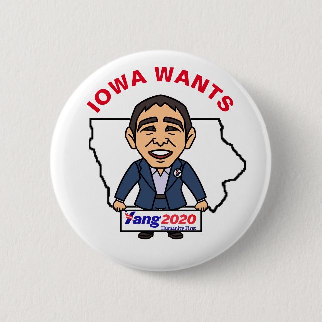 Iowa önskar Andrew Yang 2020 Knapp (Framsida)