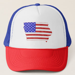 Iowa Patriotic State Shaped American Flagga Truckerkeps